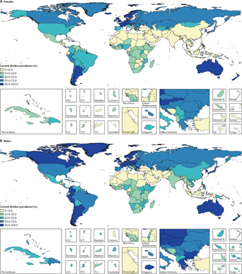 a map of alcohol use worldwide