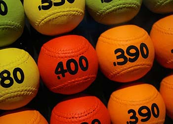 Baseballs with famous batting averages on them, in the way we hope Alcohol Justice's legislative batting average will someday be famous