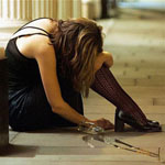 drunk girl despondent 
