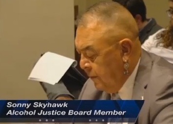 Sonny Skyhawk testifies in front of NB legislature on public health crisis in Whiteclay